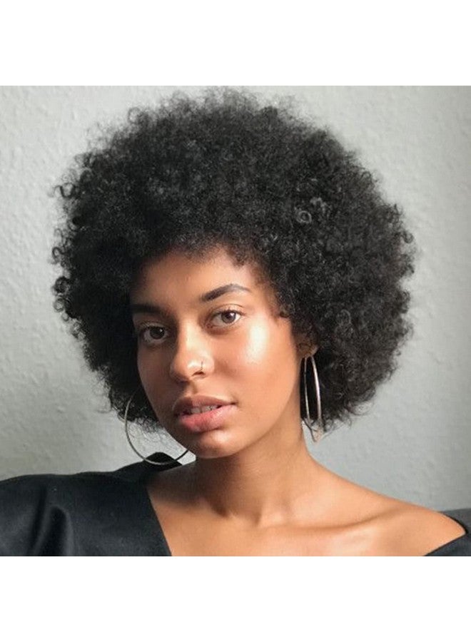 JOEDIR HAIR Oedir Hair Short Afro Wigs For Black Women Natural Black Afro Kinky Wig Human Hair Soft And Bouncy Glueless Wig 130% Density ( Color: Natural) - Image 1