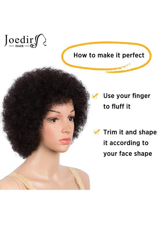 JOEDIR HAIR Oedir Hair Short Afro Wigs For Black Women Natural Black Afro Kinky Wig Human Hair Soft And Bouncy Glueless Wig 130% Density ( Color: Natural) - Image 3