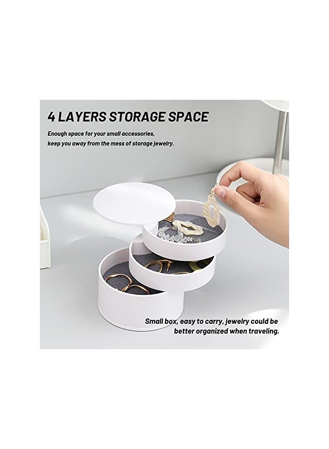 The Bros Jewelry Organizer, Small Jewelry Storage Box Earring Holder for Women, 5-Layer Rotating Travel Jewelry Tray Case with Lid for Bracelets Rings Bracelets - Image 5