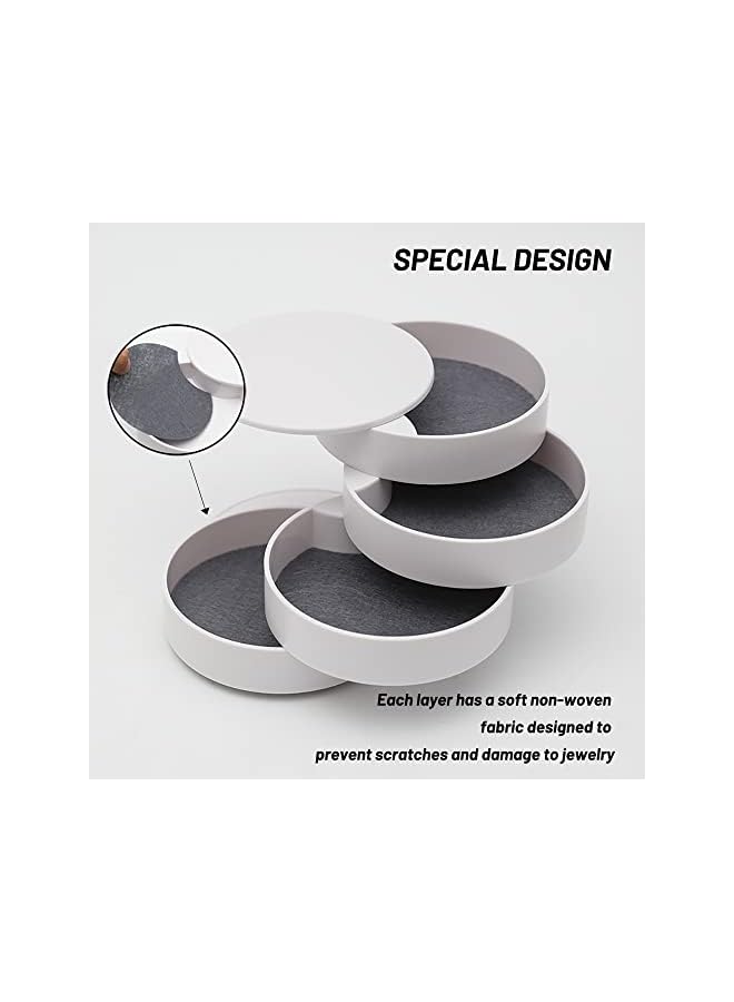 The Bros Jewelry Organizer, Small Jewelry Storage Box Earring Holder for Women, 5-Layer Rotating Travel Jewelry Tray Case with Lid for Bracelets Rings Bracelets - Image 4