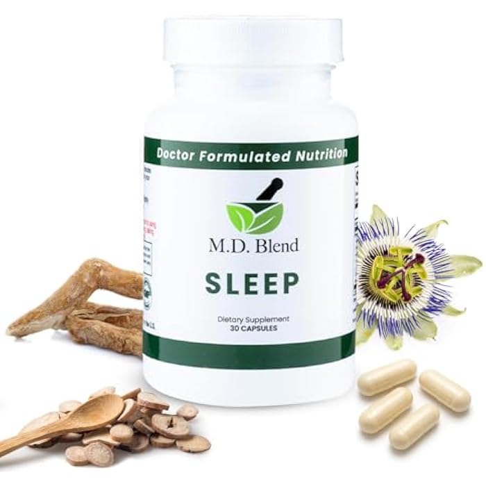M.D. Blend Sleep - Natural Sleep Aids for Adults with l theanine Supplement, Ashwagandha, Magnesium, Valerian Root, Melatonin - Non-Habit Forming Formula for Rejuvenating - 30 Capsules (Pack of 1) - Image 1