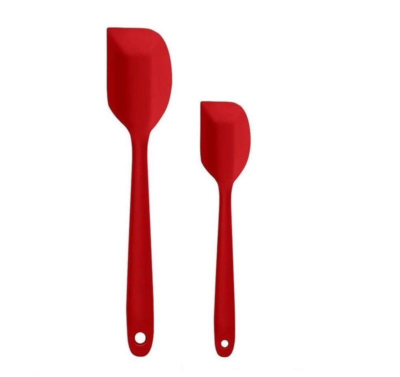 P-Plus International Silicone Non-Stick Heat Resistant Kitchen Utensil| Spatula Big 27cm+Spatula Small 20.6cm|Pack of 2 RED - Image 1