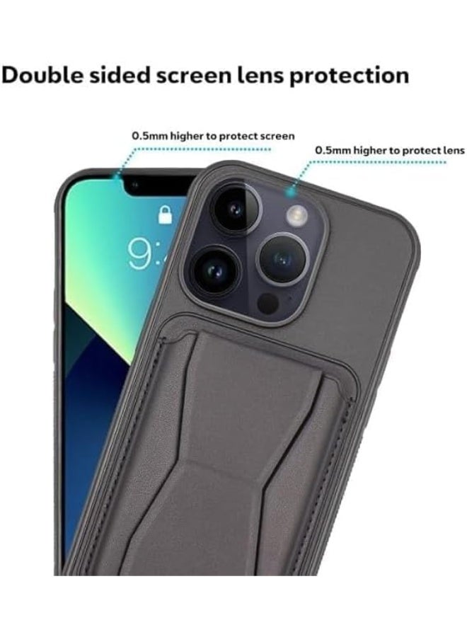 Leather Wallet Case Compatible with Samsung Galaxy S23 Leather Back Cover With TPU Frame, Shockproof Protective Phone Case with Card Holder Stand (Blue) - Image 2