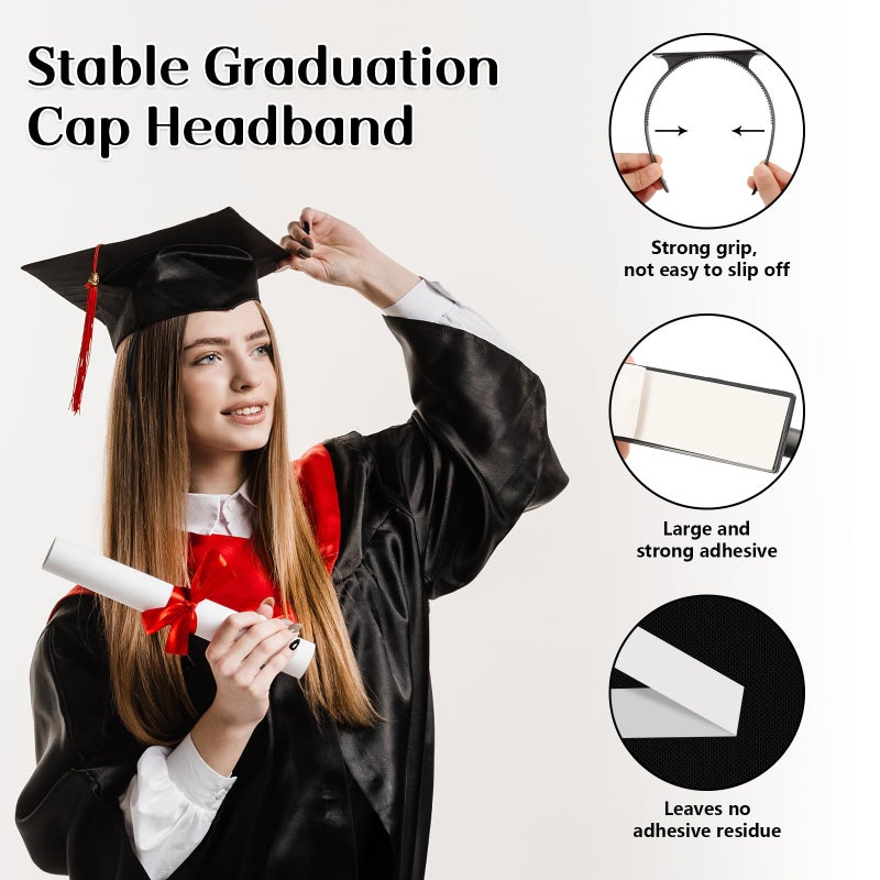 UQM Graduation Cap Headband, Anti-fall Grad Cap Headband Hat Accessories for Graduates Students, Keeps Hairstyle Fixed - Image 2