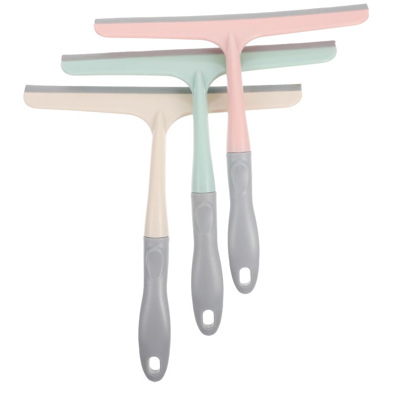 3 Pack Glass Squeegee Set Multipurpose Window Cleaner with Rubber Blade for Bathroom Shower and Office Random Color - Image 2