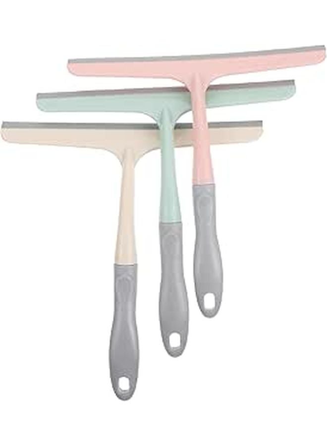 3 Pack Glass Squeegee Set Multipurpose Window Cleaner with Rubber Blade for Bathroom Shower and Office Random Color - Image 1