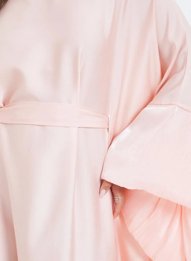 Styli  Women Pink Long Sleeves Kaftan Maxi Dress for Women | Best Price UAE