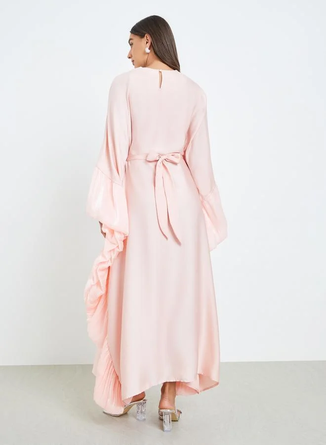 Styli  Women Pink Long Sleeves Kaftan Maxi Dress for Women | Best Price UAE