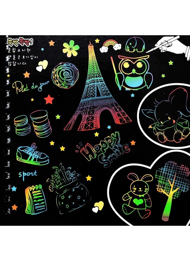deziine deziine.Fx�A4 Rainbow Art Scratch Paper Book Sheets with Stylus, 10 Pages :Pack of 1 Pcs : Size 10.5 X 7.5 inches, Multicolor (Pack of 1)  - Image 4