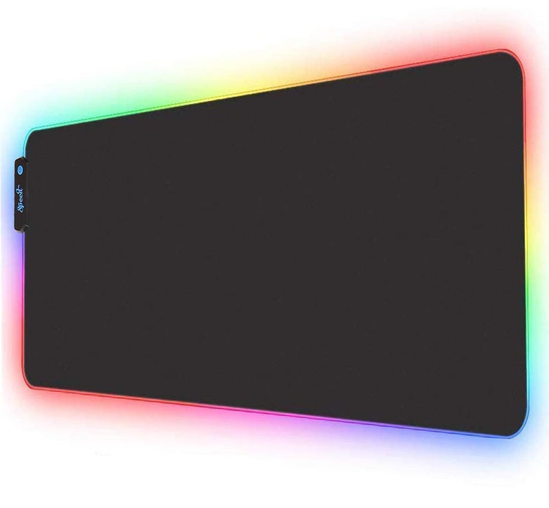 SPEED RGB Gaming Mouse Pad, Soft Glowing 14 LED Modes, Gaming Desk Keyboard Pad, Mouse Mat, Non-Slip Rubber Base - 78x30 cm - Black - Image 1