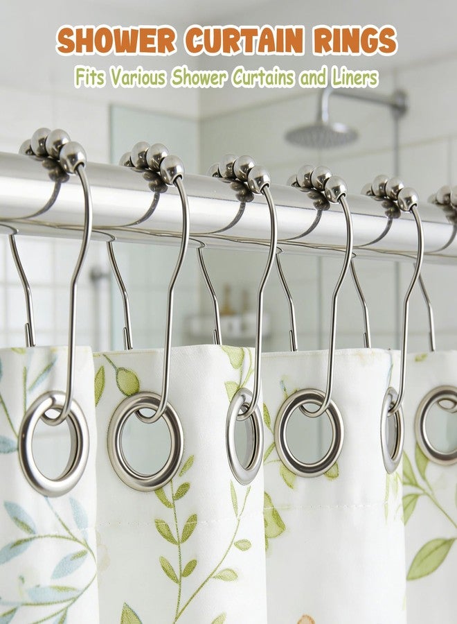 LKbeuuu 12 Shower Curtain Hooks, Suitable for Bathroom Shower rods for Rust-Proof Decorative Stainless Steel Shower Curtain Hooks, Silver - Image 2
