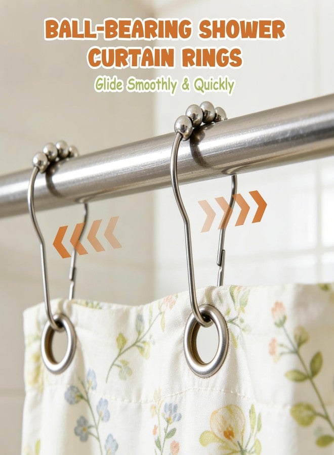 LKbeuuu 12 Shower Curtain Hooks, Suitable for Bathroom Shower rods for Rust-Proof Decorative Stainless Steel Shower Curtain Hooks, Silver - Image 3