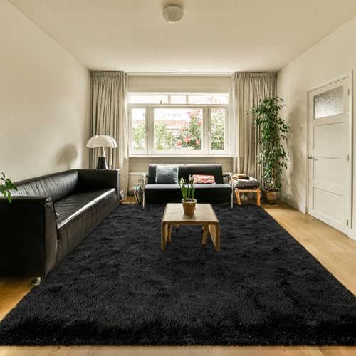 HOMORE Black Rugs for Living Room, 5x8 Area Rugs for Bedroom Fluffy Furry Rug for Kids Room, Large Shaggy Rug for Teen Boys Girls Room, Big Fuzzy Carpet for Dorm Home Decor - Image 4