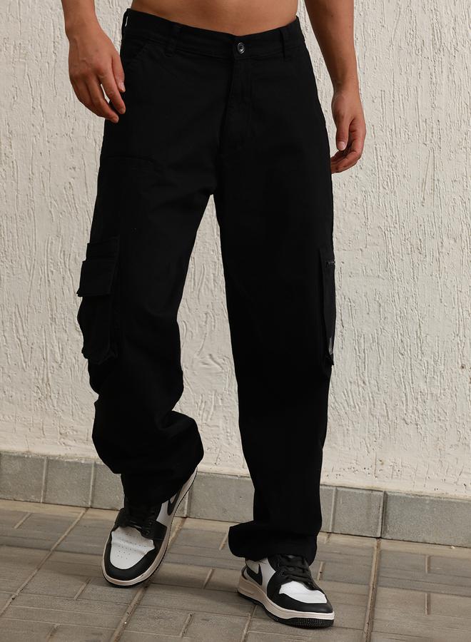 Hubberholme Relaxed Fit Cargo Pants with Zip Pocket by Styli - Image 1