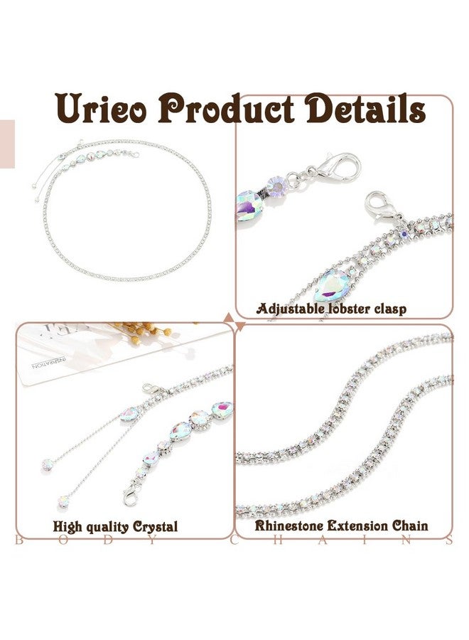 Urieo Rhinestone Waist Chain Belt Crystal Silver Belly Chains Adjustable Bikini Dress Chain Belts Body Jewelry Accessories For Women - Image 4