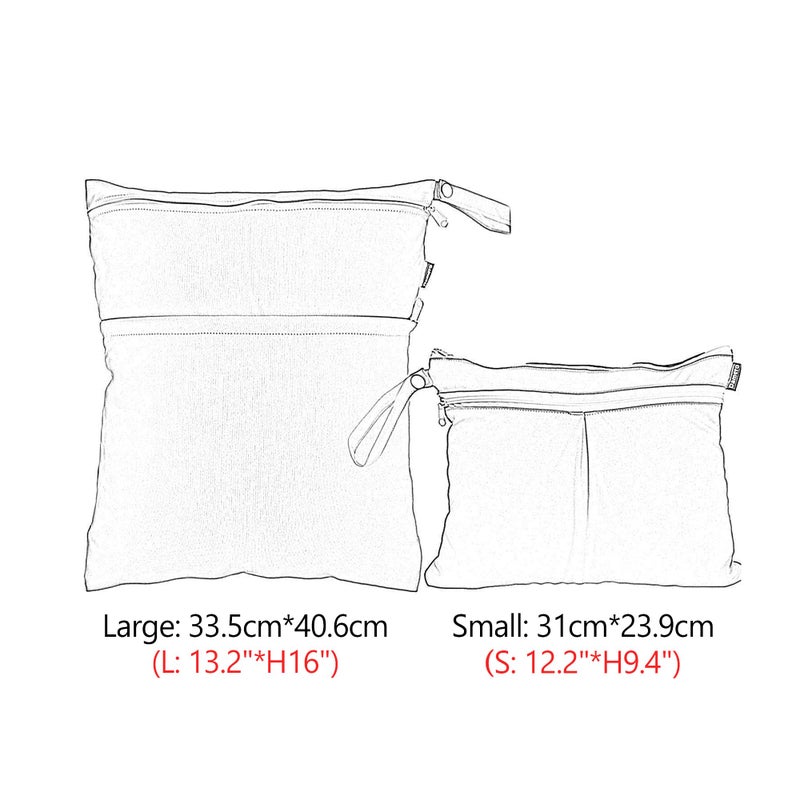 Damero 2 Pcs Wet Dry Bag for Cloth Diaper, Swimsuit, Clothes, Water-Resistant Reusable Wet Bag for Travel, Exercise, Beach, Pool, Daycare, Blue Flowers - Image 4