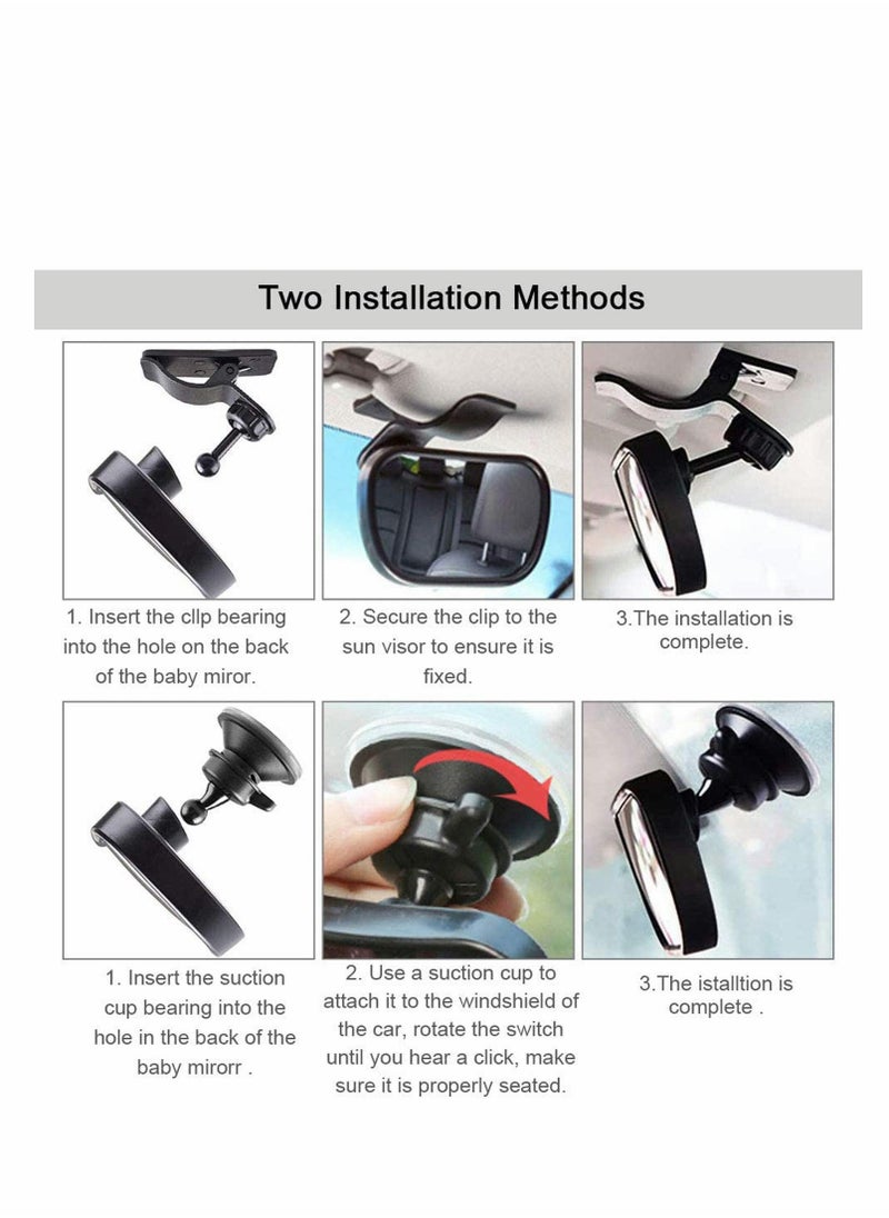 Excefore Baby Car Mirror Baby Rearview Mirror Baby Car Seat Mirror Updated Version 360 ° Rotation Large Size undistorted for Baby Back Seat Child Seats  - Image 2