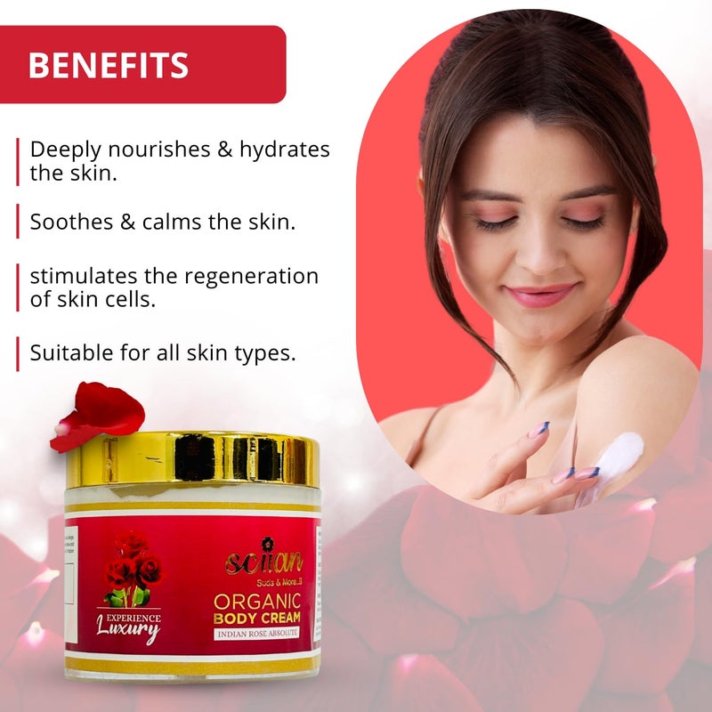 SCIIAN Indian Rose Absolute Body Cream for Women Body Massage Cream For Dry Skin Body Cream For Summer Enriched with Olive Oil Almond Oil and Rose Extract Pack of 4 100gm - Image 3