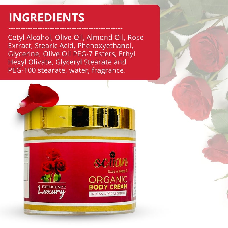 SCIIAN Indian Rose Absolute Body Cream for Women Body Massage Cream For Dry Skin Body Cream For Summer Enriched with Olive Oil Almond Oil and Rose Extract Pack of 4 100gm - Image 4