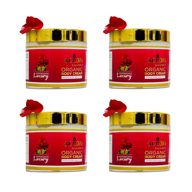 SCIIAN Indian Rose Absolute Body Cream for Women Body Massage Cream For Dry Skin Body Cream For Summer Enriched with Olive Oil Almond Oil and Rose Extract Pack of 4 100gm - Image 1