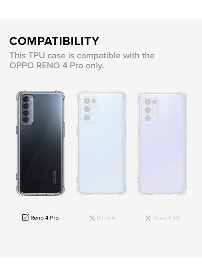 Case Up Oppo  Reno 4 Pro Clear Case, Shock-Absorption TPU Cell Phone Cover with Reinforced Corners, Soft Flexible & Crystal Clear Protective Bumper Case - Image 2