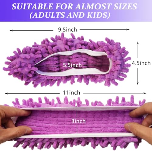 M-jump 8 PCS 4 Pairs Duster Mop Slippers Cover, Multi Function Chenille Fibre Washable Dust Mop Floor Cleaning Shoes for Bathroom, Office, Kitchen, House Polishing - Image 2