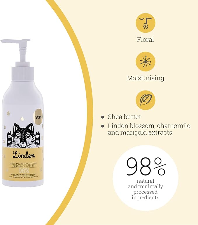 لوشن الجسم الطبيعي YOPE مستخلص زهرة الليمون زبدة الشيا زيت جوز الهند للبشرة الجافة 98 مكونات طبيعية 300 مل