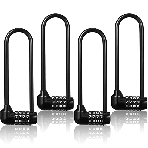 Shimeyao 4 Pieces 6 Inch Long Shackle Combination Lock 4 Digit Outdoor Waterproof Padlock with Resettable Code for School Gym Locker, Sports Locker, Fence, Gate, Toolbox, Case Storage, Black - Image 1