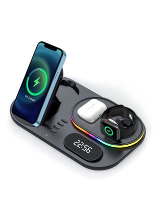 4 in 1 Wireless Charger Station,15W Qi Wireless Fast Charging Stand, Foldable LED Station Charger Stand, Fast Charger Stations for Apple iPhone 13/12/AirPods/Pro/iWatch/Samsung S20/S10 Black - pzsku/ZCFE148C5EBC9ECD88F8CZ/45/1746227591/79b8ebce-64d3-4e65-bad4-3b3d87f041e4