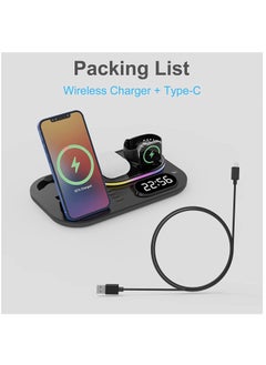 Rock Pow 4 in 1 Wireless Charger Station,15W Qi Wireless Fast Charging Stand, Foldable LED Station Charger Stand, Fast Charger Stations for Apple iPhone 13/12/AirPods/Pro/iWatch/Samsung S20/S10 Black  - Image 4