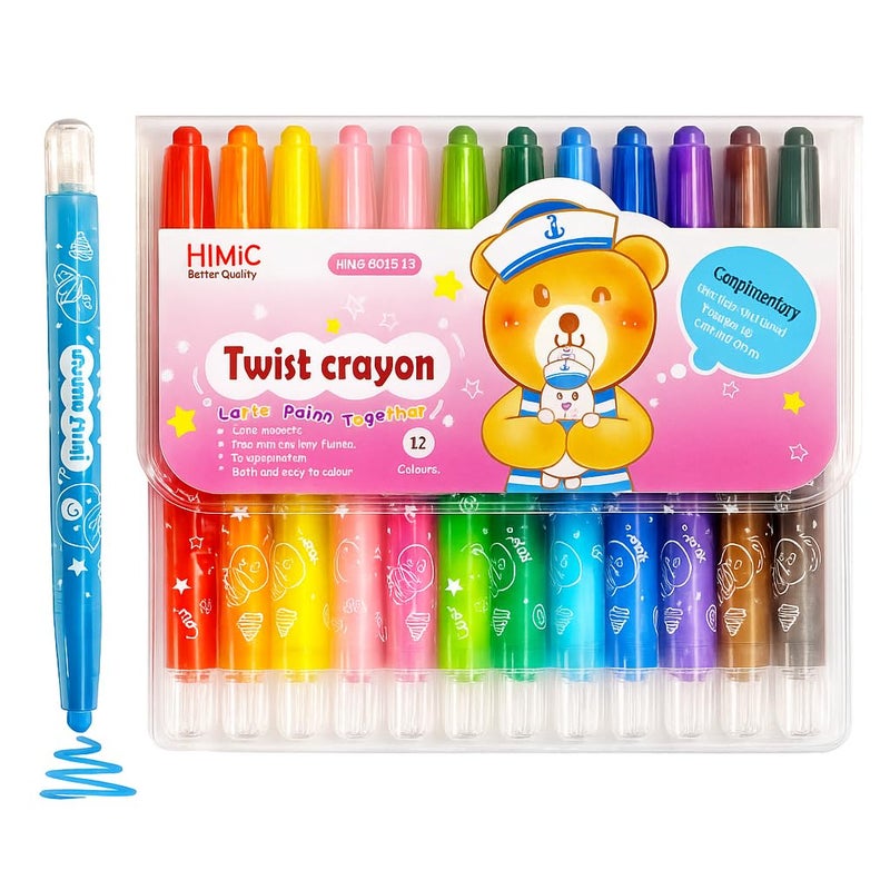 PROBABE 12-Color Rotating Crayon Marker Pen Set for Kids – Non-Toxic, Easy Grip, Washable Color Pens for Creative Fun, Ideal for Coloring Books, Sketching, DIY Crafts, and Gifting - Image 1