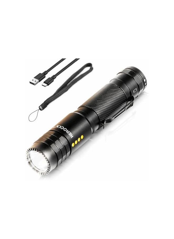 HEROCKX 1800mAh Flashlight Rechargeable LED Flashlights High Lumens, 1000 Lumens Super Bright Tactical Handheld Flashlight powerful, Zoomable, Waterproof, Long Lasting Flashlight for Hiking Camping Gift  - Image 2