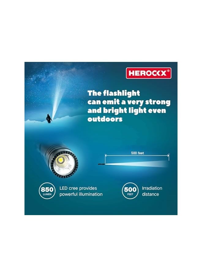 HEROCKX 1800mAh Flashlight Rechargeable LED Flashlights High Lumens, 1000 Lumens Super Bright Tactical Handheld Flashlight powerful, Zoomable, Waterproof, Long Lasting Flashlight for Hiking Camping Gift  - Image 3