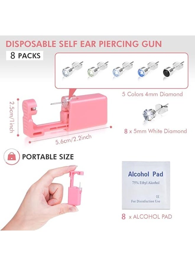 SYOSI 24Pcs Self Ear Piercing Gun Kit, Disposable Nose Piercing Tools With Crystal Stud Earrings for Home Salon, Studs for Men Women  - Image 5