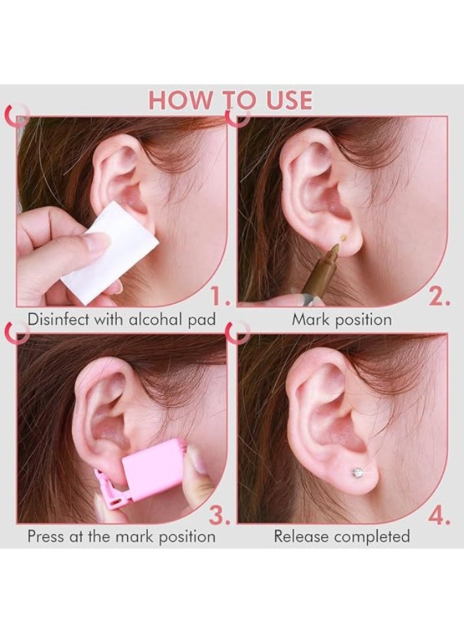 SYOSI 24Pcs Self Ear Piercing Gun Kit, Disposable Nose Piercing Tools With Crystal Stud Earrings for Home Salon, Studs for Men Women  - Image 4