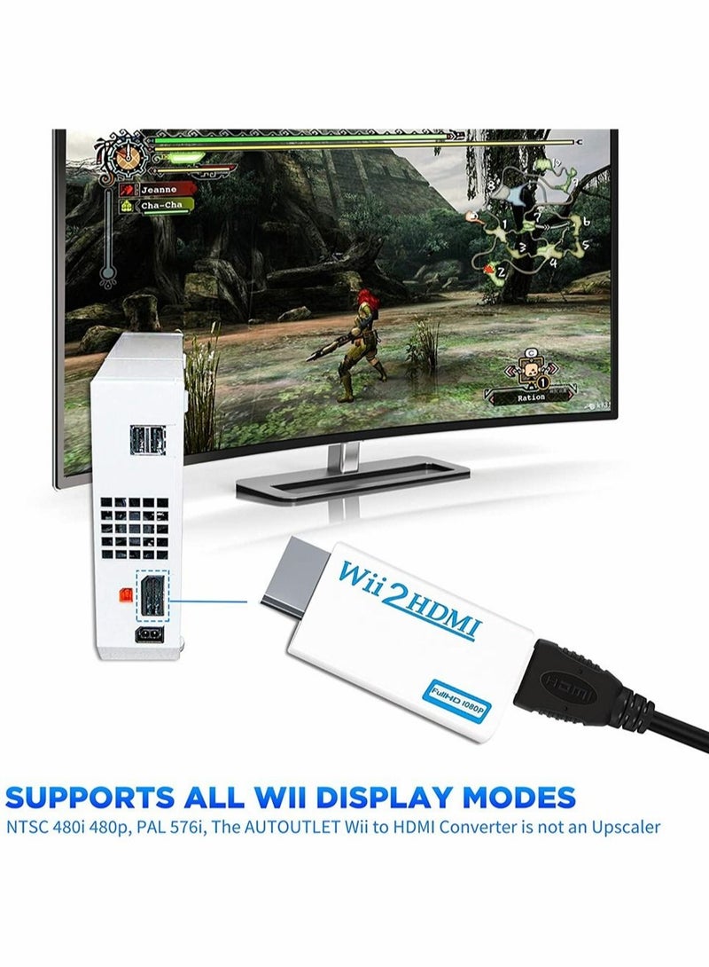 Beauenty Wii to HDMI Converter, Wii to Hdmi Adapter 1080P with 5FT High Speed HDMI Cable Wii2 HDMI Adapter with 3.5mm Audio Jack And 1080p 720p HDMI Output Compatible with All Wii Display Modes (White) - Image 4