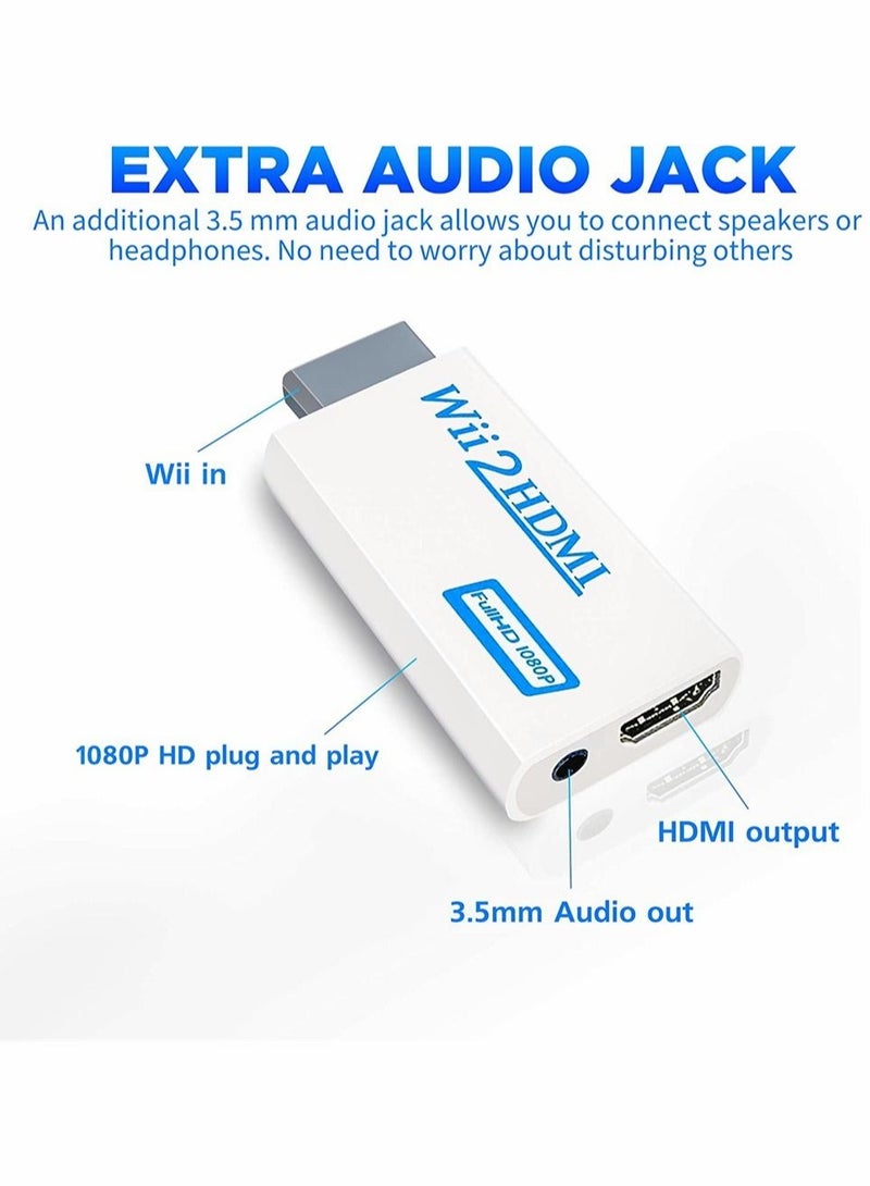 Beauenty Wii to HDMI Converter, Wii to Hdmi Adapter 1080P with 5FT High Speed HDMI Cable Wii2 HDMI Adapter with 3.5mm Audio Jack And 1080p 720p HDMI Output Compatible with All Wii Display Modes (White) - Image 3