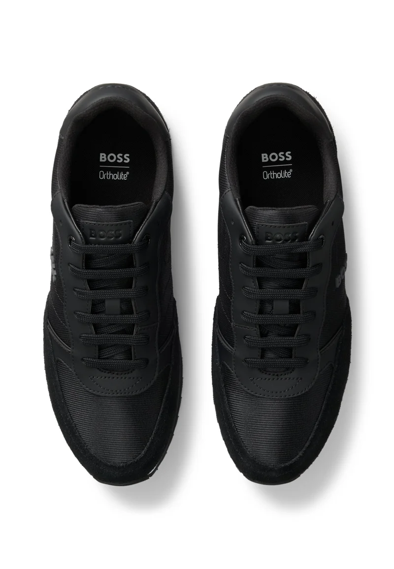 BOSS black Logo-trim sneakers with faux-leather details for Men | Best Price UAE