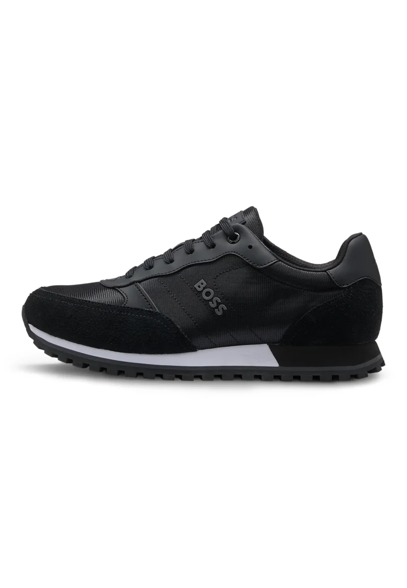 BOSS black Logo-trim sneakers with faux-leather details for Men | Best Price UAE