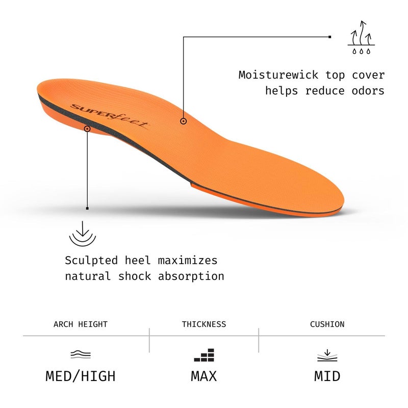 Superfeet All-Purpose High Impact Support Insoles (Orange) - Trim-To-Fit Orthotic Arch Support Shoe Inserts - Professional Grade - Men 11.5-13 / Women 12.5-14 - Image 3