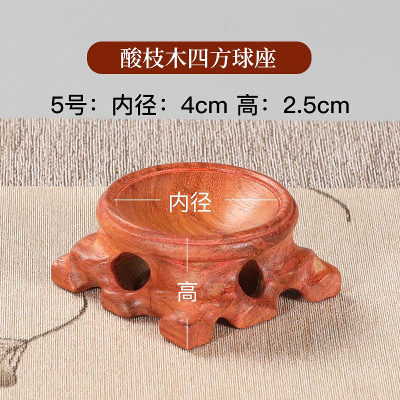 Solid Wood Walnut Holder Base Crystal Ball Base Holder Mahogany Spherical Ornament Egg Carving Holder Gourd Base Bracket - Image 1