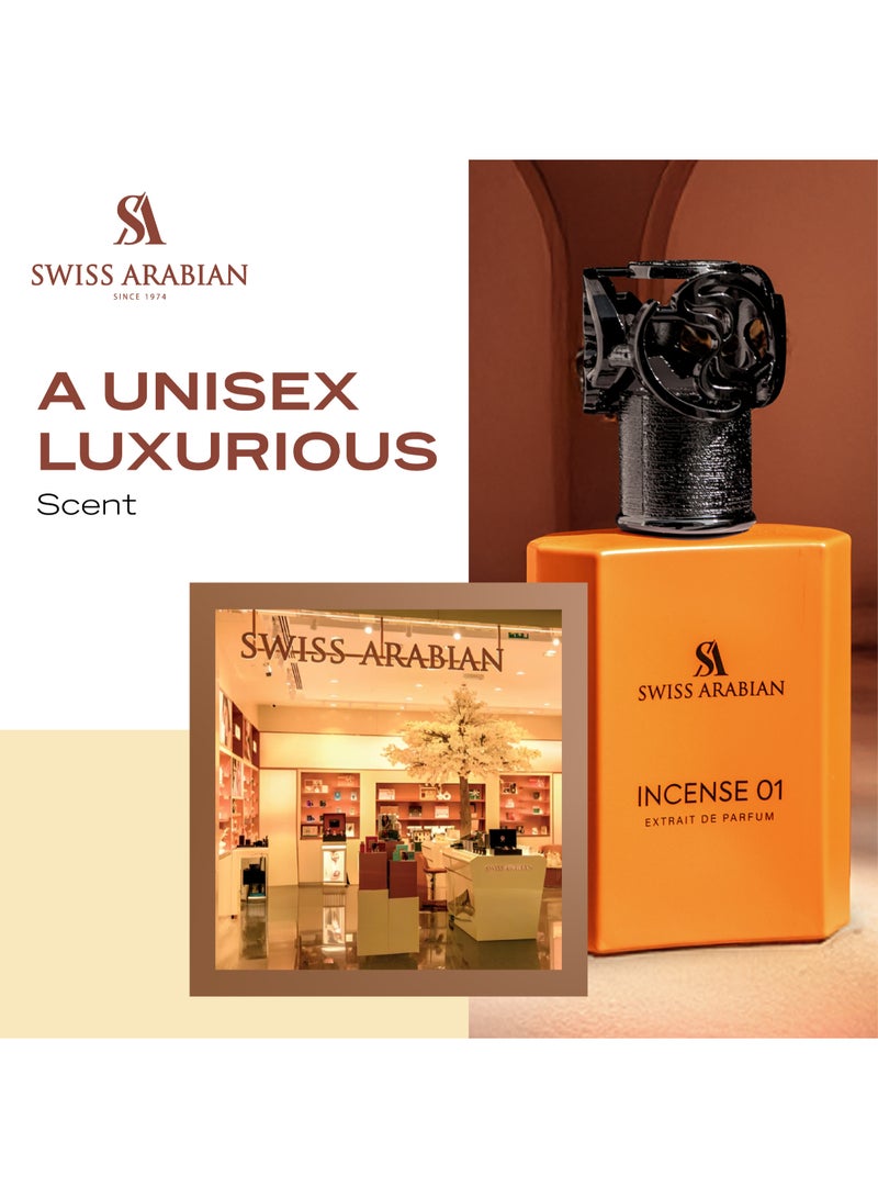 SWISS ARABIAN Incense 01 Extrait De Parfum, 50ml, Premium Quality Perfume, Unisex Fragrance, Fresh Incense, Luxurious Blend Perfume for Women and Men - Image 3
