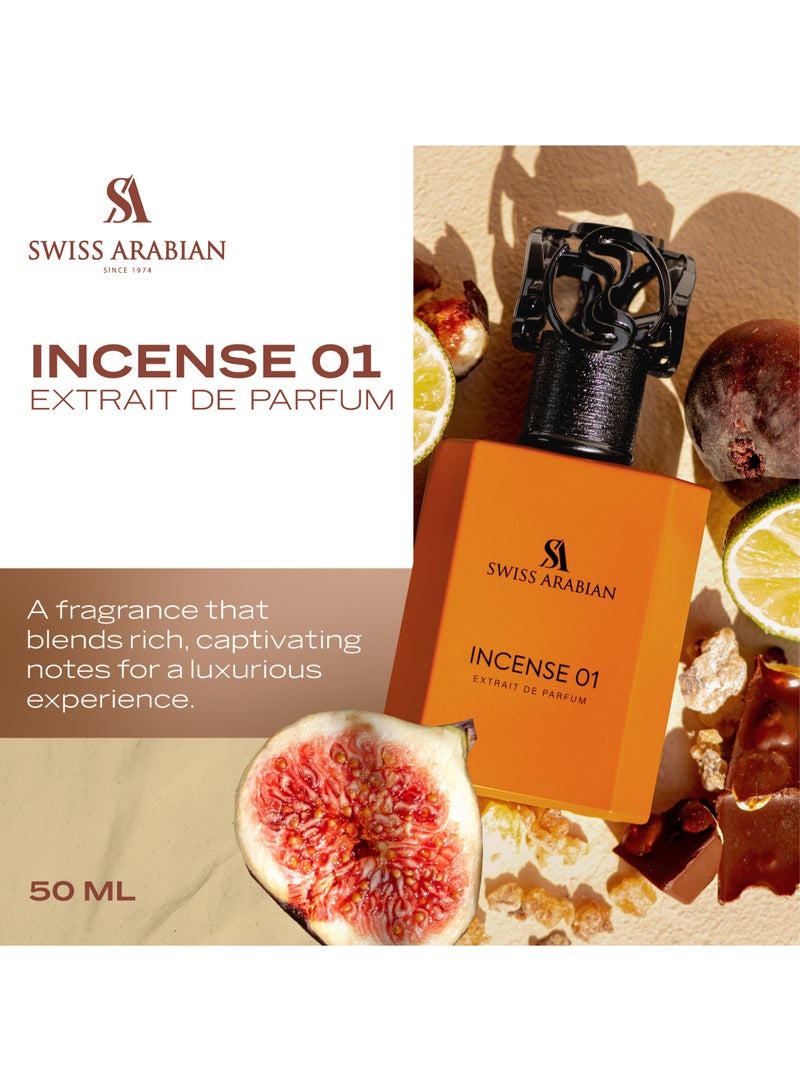 SWISS ARABIAN Incense 01 Extrait De Parfum, 50ml, Premium Quality Perfume, Unisex Fragrance, Fresh Incense, Luxurious Blend Perfume for Women and Men - Image 2