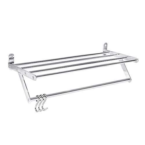 Bhagwati BHAGWATI Stainless Steel Wall Mounted Clothe Drying Rack Stand Hanger Towel Bar Stand with 5 Bars with 3 Extra Hooks for BathroomBalconyKitchen  - Image 1