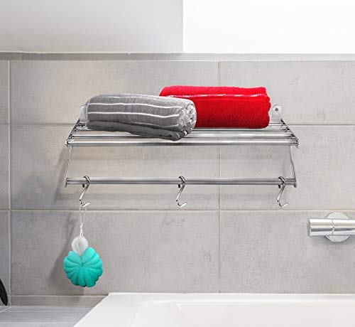 Bhagwati BHAGWATI Stainless Steel Wall Mounted Clothe Drying Rack Stand Hanger Towel Bar Stand with 5 Bars with 3 Extra Hooks for BathroomBalconyKitchen  - Image 5