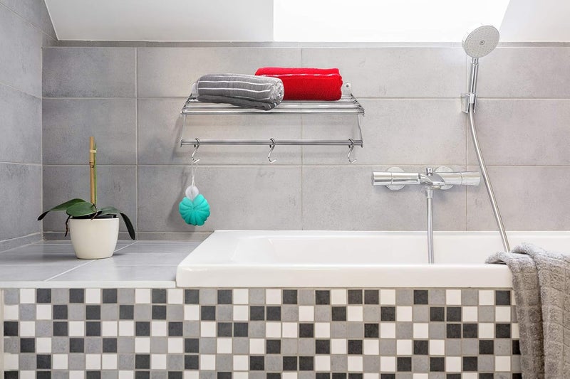 Bhagwati BHAGWATI Stainless Steel Wall Mounted Clothe Drying Rack Stand Hanger Towel Bar Stand with 5 Bars with 3 Extra Hooks for BathroomBalconyKitchen  - Image 3