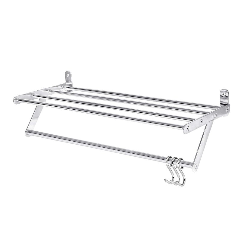 Bhagwati BHAGWATI Stainless Steel Wall Mounted Clothe Drying Rack Stand Hanger Towel Bar Stand with 5 Bars with 3 Extra Hooks for BathroomBalconyKitchen  - Image 4