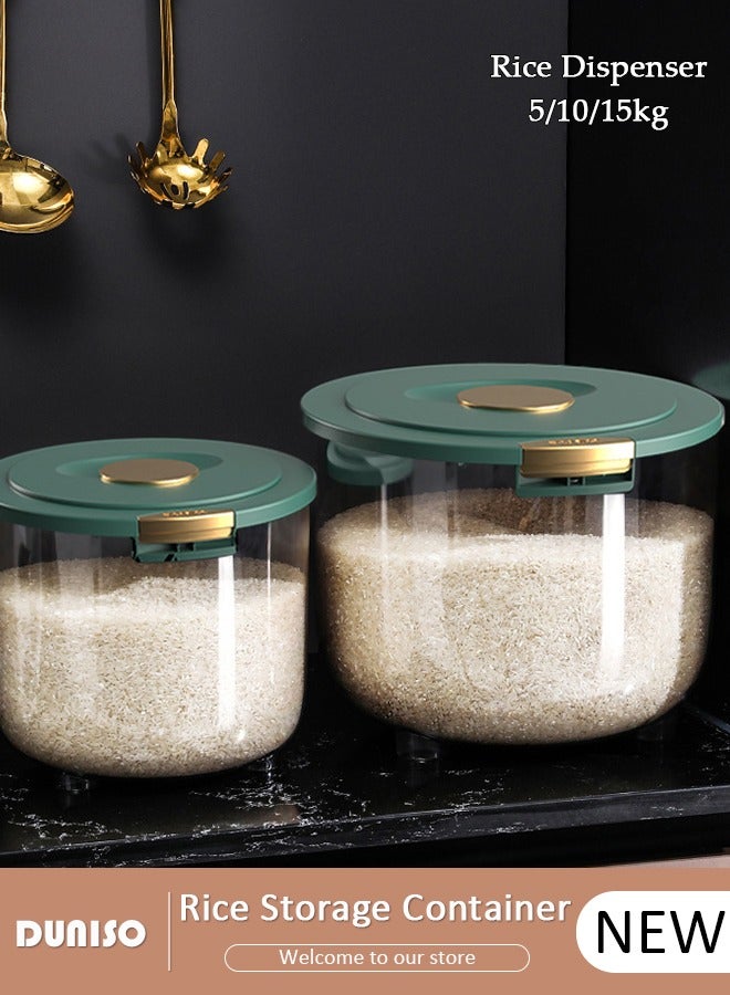 DUNISO Rice Bucket,Rice Storage Container,Household Rice Barrel,Kitchen multifunctional grain container,Transparent Insect-proof Moisture, Insect-proof Food Storage Container with Pop Up Lid  for Flour, Sugar, Oatmeal  - Image 1
