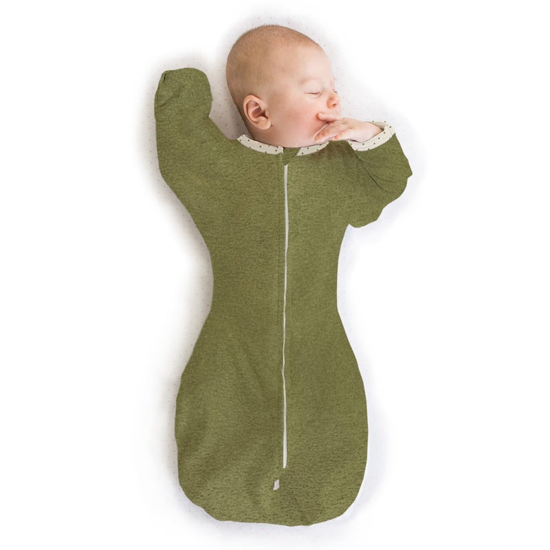 SwaddleDesigns SwaddleDesigns Transitional Swaddle Sack Arms Up HalfLength Sleeves Mitten Cuffs Swaddle for Newborn Transition to Baby Sleep Sack Wearable Blanket 36 Month 1421 lb Heathered Green Turtle 