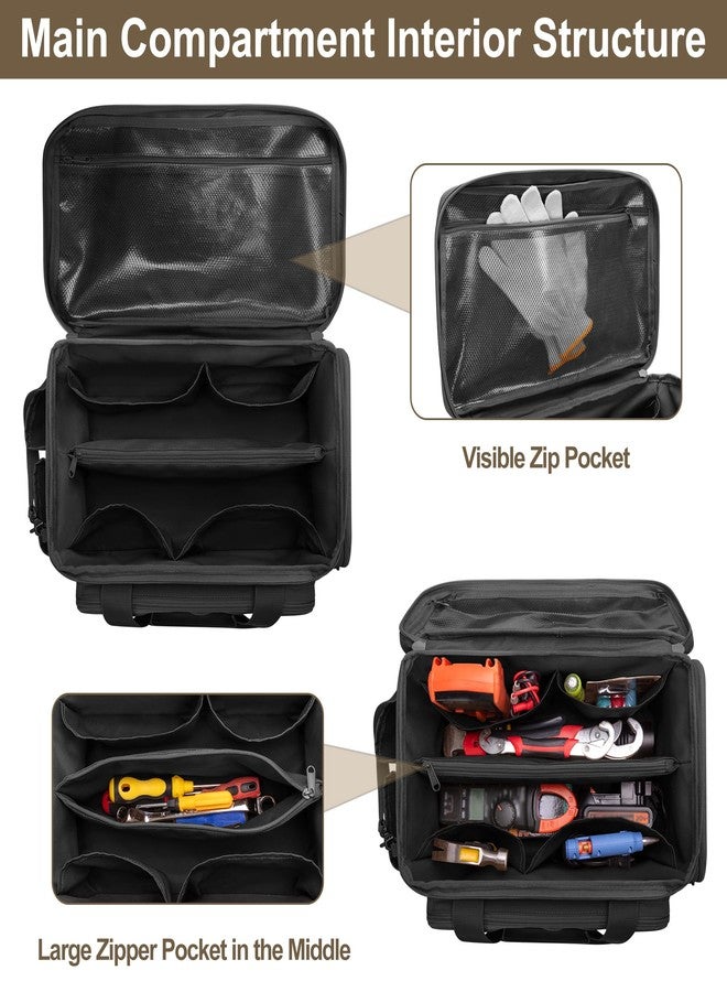 Rexmica 14-Inch Tool Bag with Anti-friction Bottom, Hand Tool Storage Organizer for Men, Tactical Range Bag, Multi-purpose Work Tote for Repairman, Carpenters, Handyman, Black - Image 2